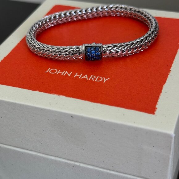 John Hardy Women's Classic Chain  6.5mm Icon Bracelet Sapphire Blue Gemstones - Picture 11 of 15